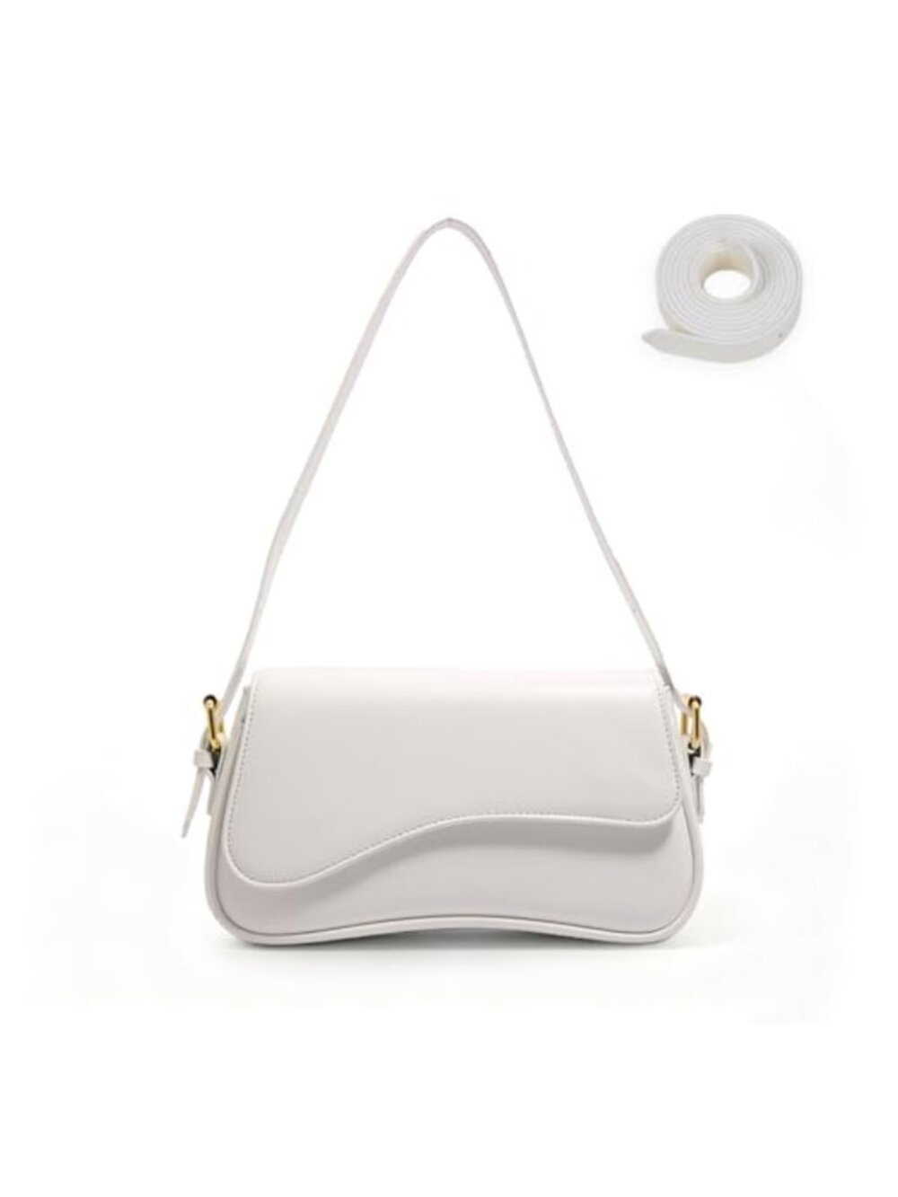 Faux Leather Y2K Shoulder Bag with Two Removable Straps Crossbody Purse